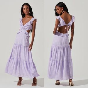 ASTR The Label Cut Out Flutter Maxi Dress in Lilac Size Small